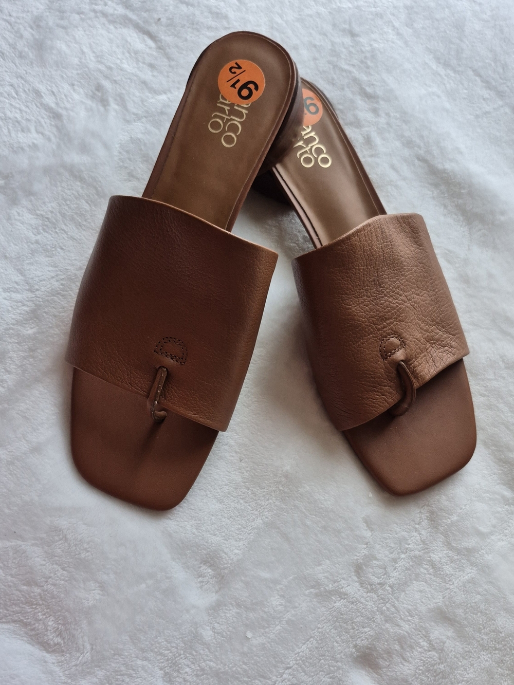 Franco Sarto Brown Slide Sandals - Women's Leather